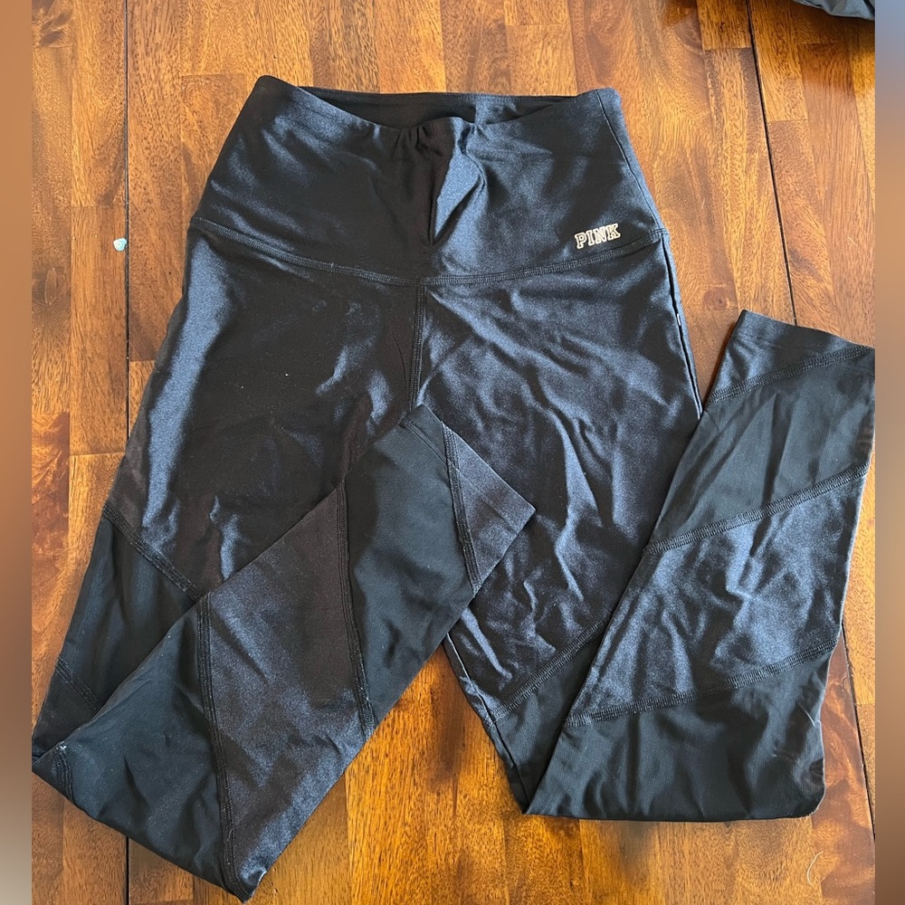 NWOT VS PINK hi shine black mesh athletic leggings